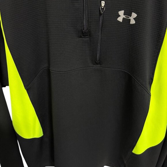 Under Armour Loose Fit 1/4 Zip Pullover Sweater Black Yellow Men's Size XL - Picture 4 of 6